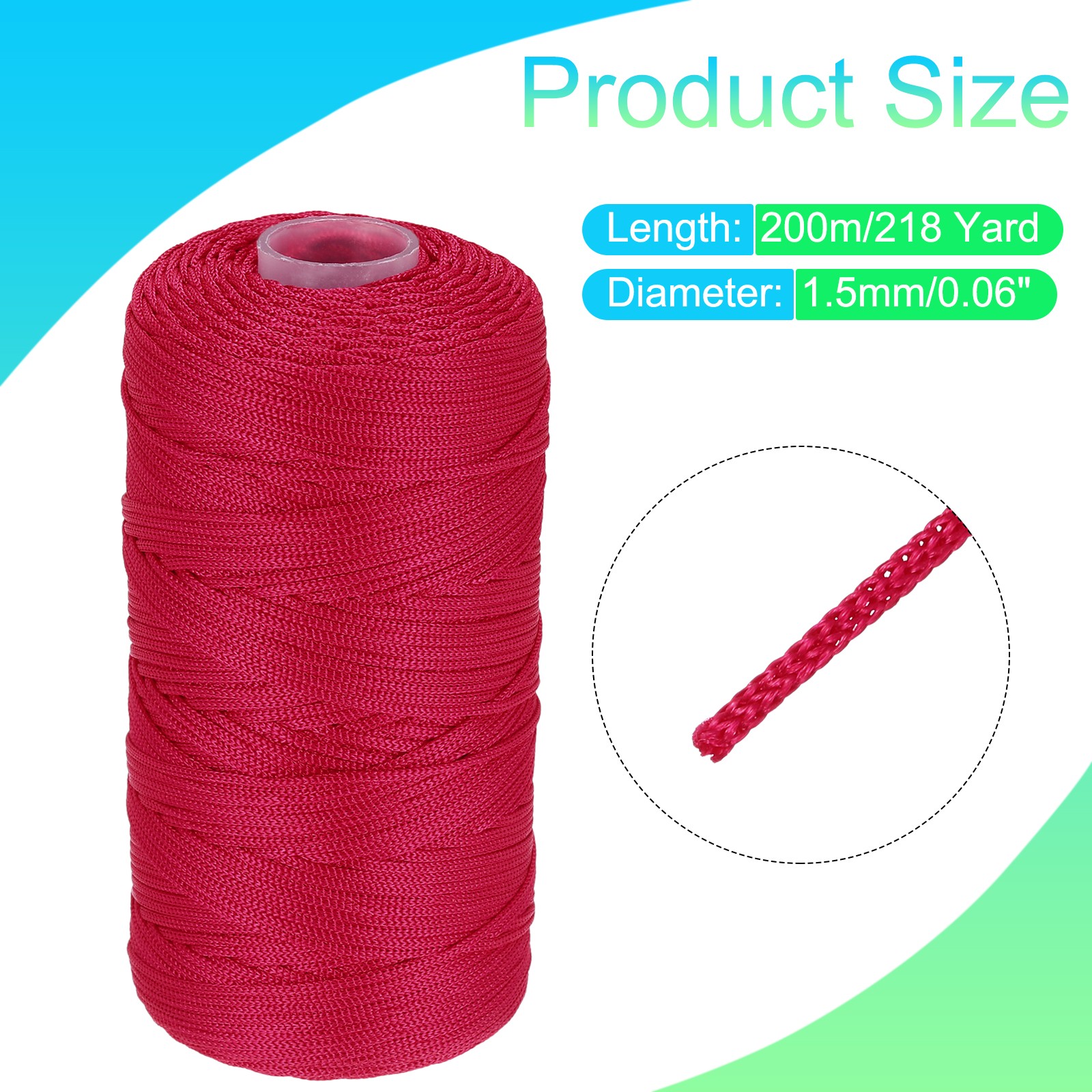 Nylon String Cord 1.5mm x 218Yard Macrame Rope Braided Thread Twine Wine Red