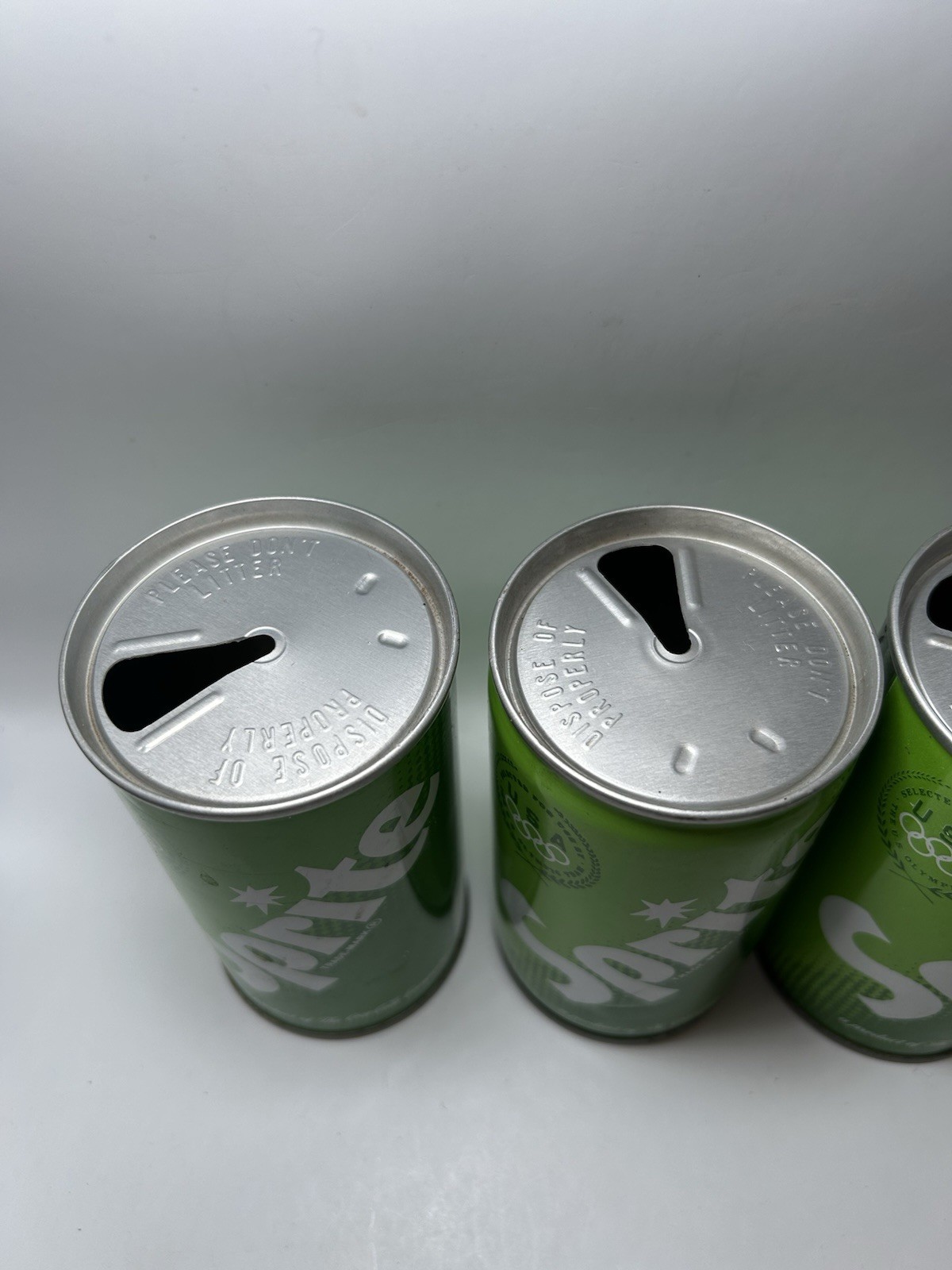 Vintage Sprite Soda Pop Can Lot Olympics Pull Tab Empty