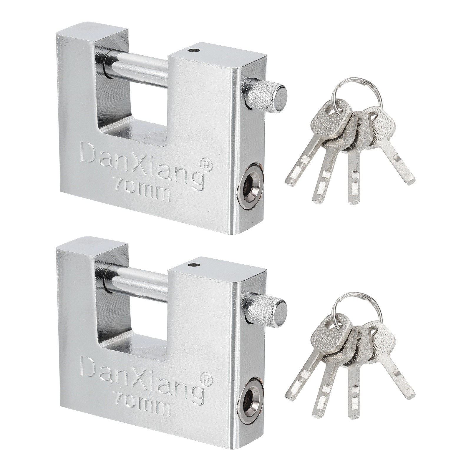 2Pcs 2.8" High Security Padlock Steel D-Shaped Heavy Duty Locks with 4 Keys