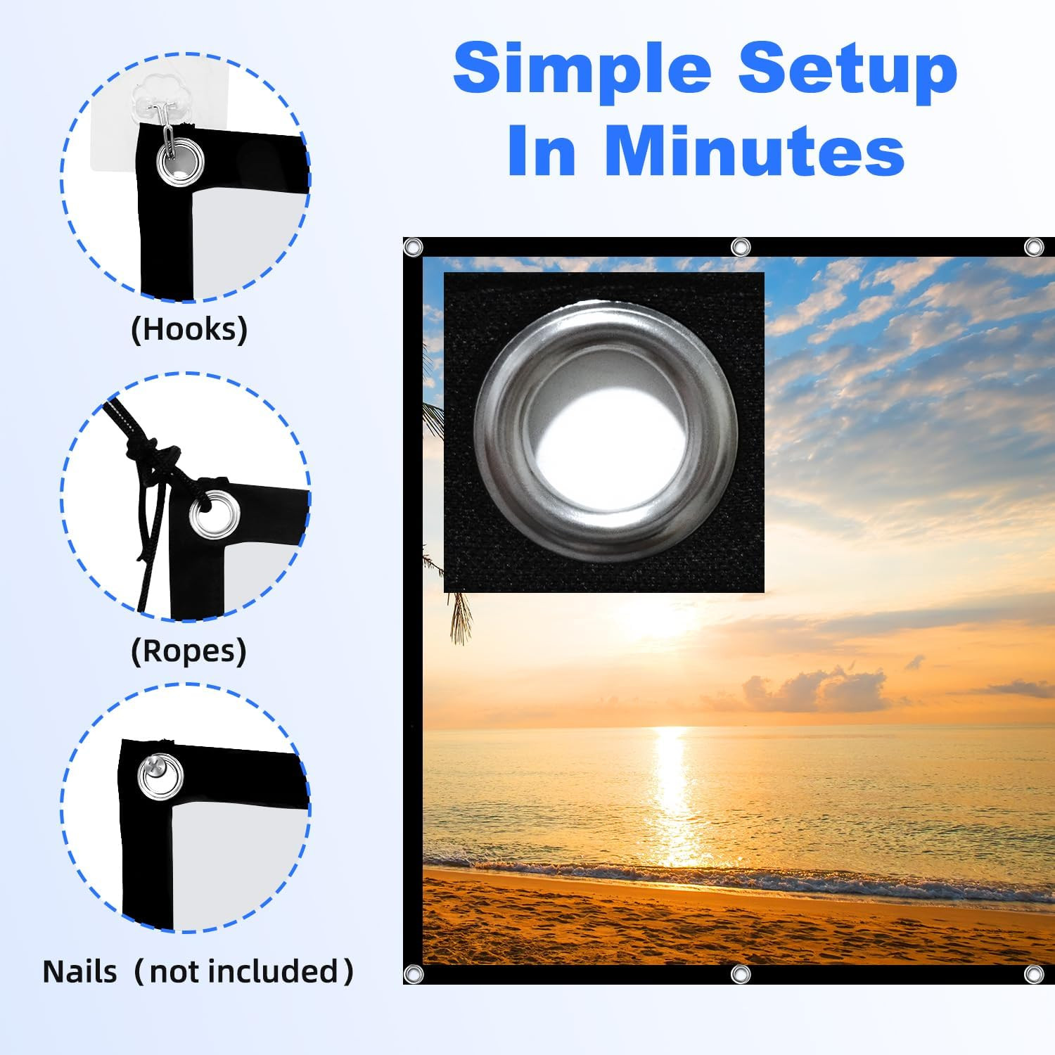 100 Inch Projector Screen, Foldable Washable Portable Rear Front