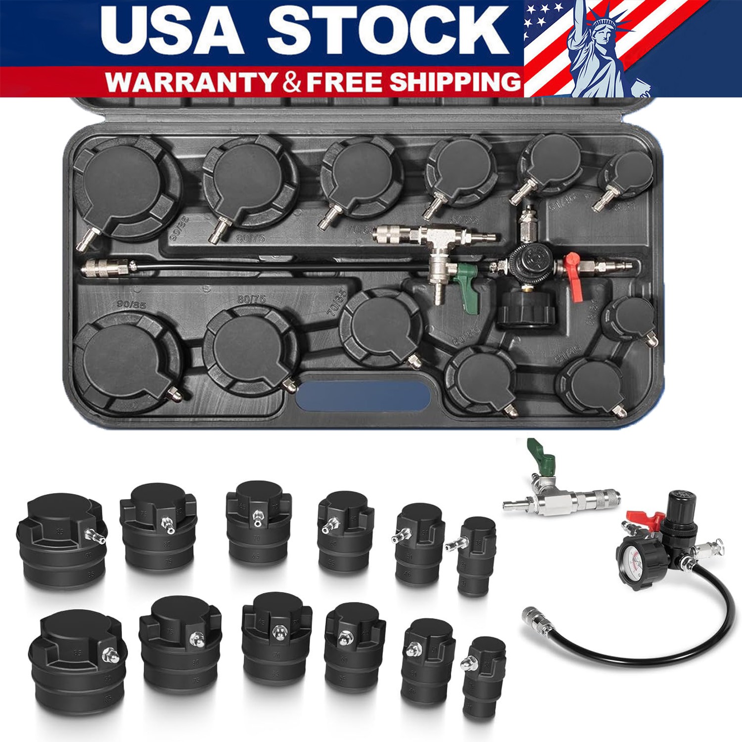 69910 Turbo Air System Leakage Test Kit w/ Smoke Adapter 6 Pair Stepped Adapters