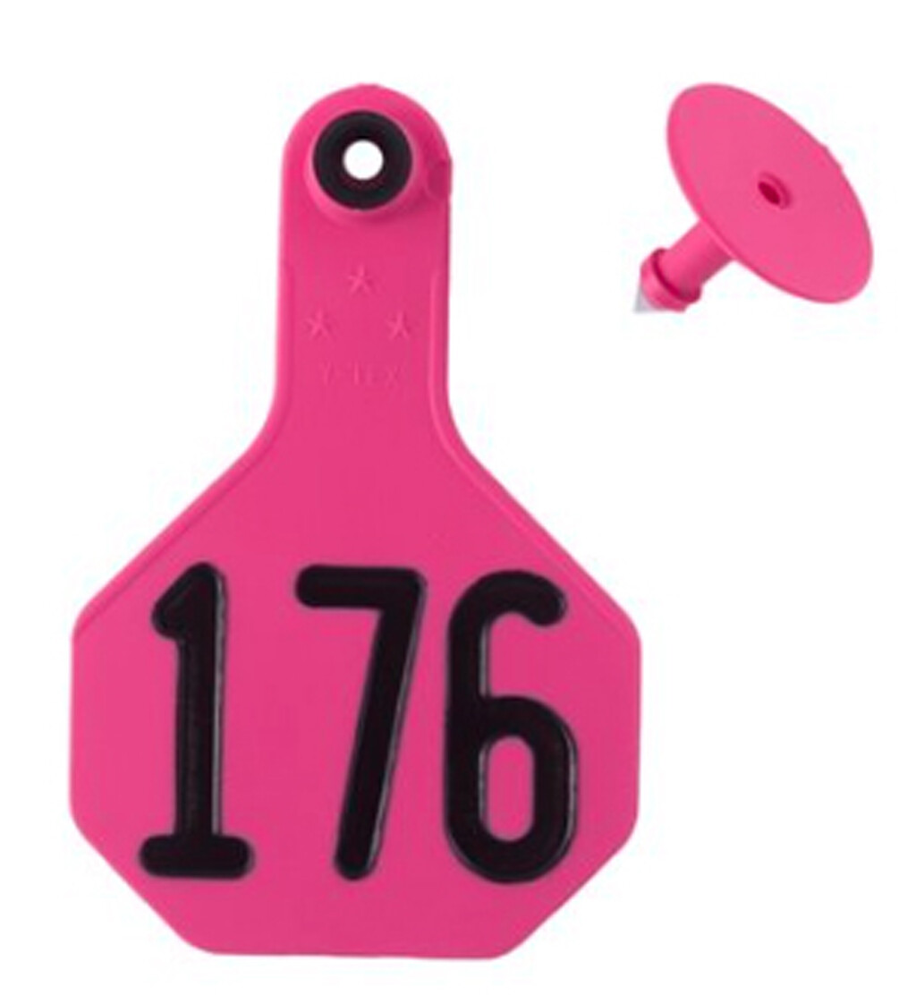 YTex 3 Star Medium Cattle ID Ear Tags Pink Numbered 101-125 **Special Order**