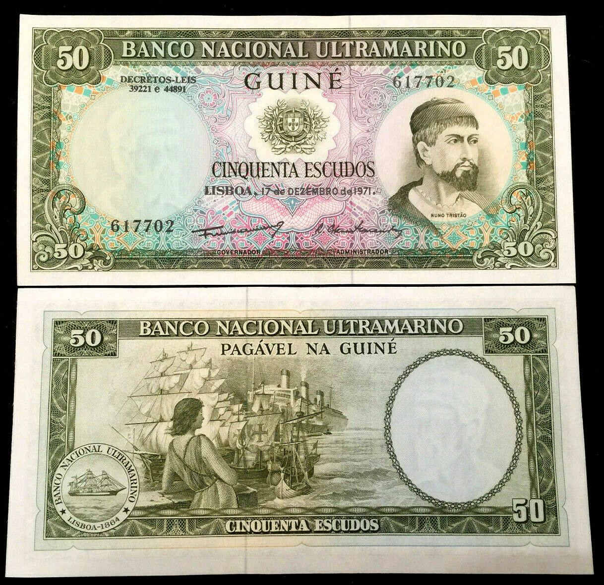 Portuguese Guinea 50 Escudos 1971 Banknote World Paper Money UNC Currency