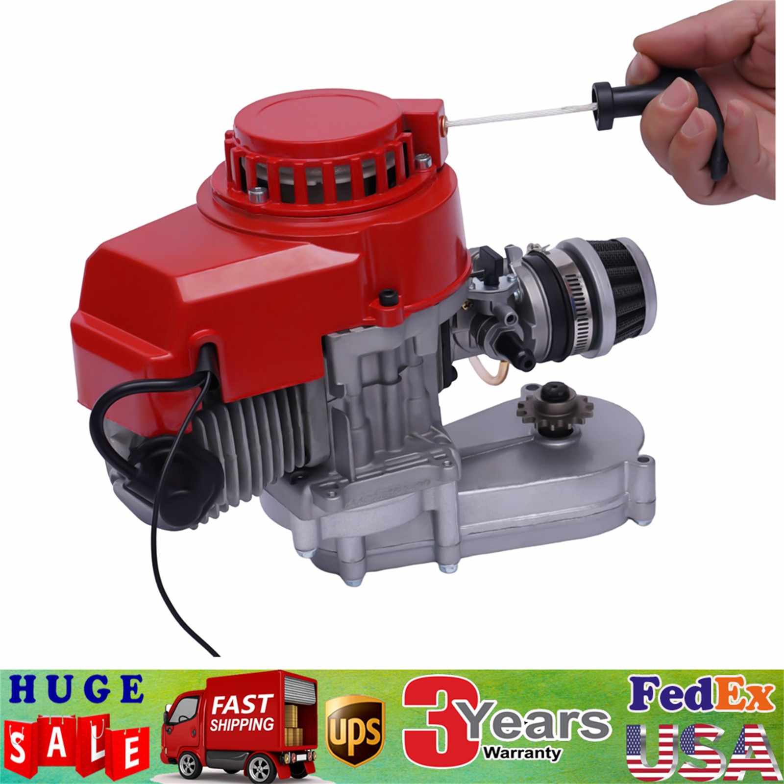 49cc 2-Stroke Racing Engine Recoil Pull Start For Pocket Bike ATV Scooter