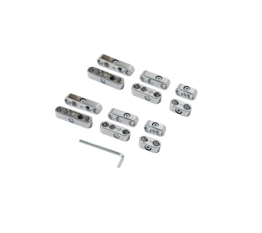 Spark Plug Wire Separator Kit 7-9mm Chrome 12pcs Pro Style Ignition Wires