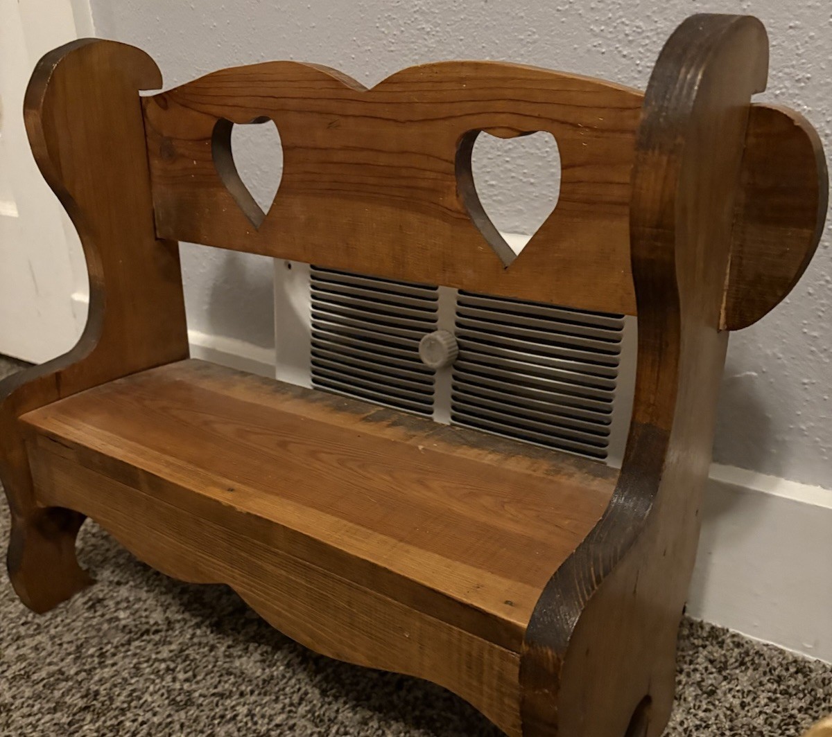 Wooden Bench Heart Cutouts