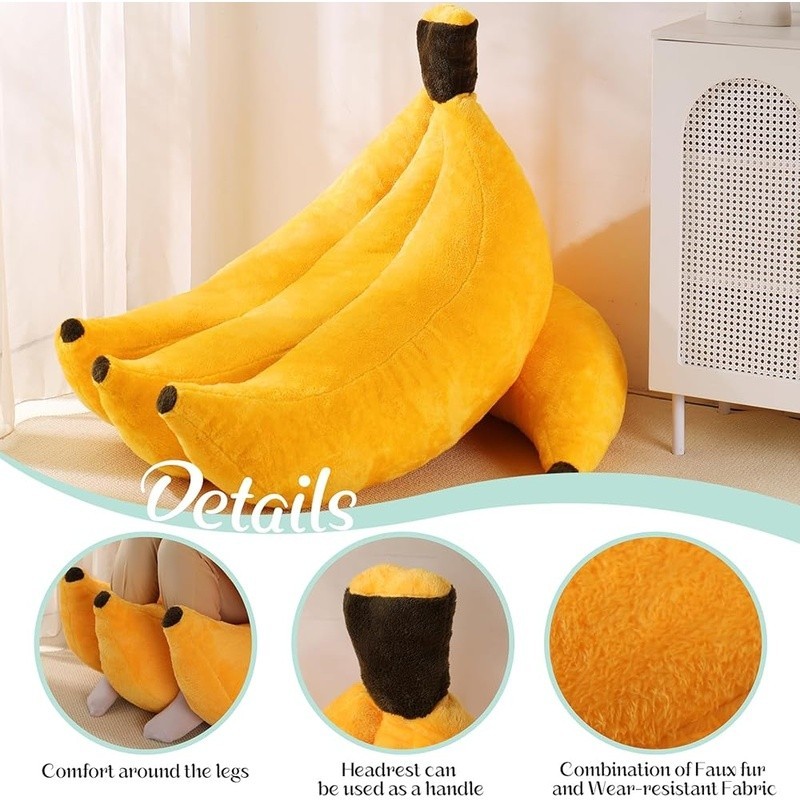 2-in-1 Banana Bean Bag Sofa Bed W/ Ottoman Soft Cozy Floor Chair Relaxation New