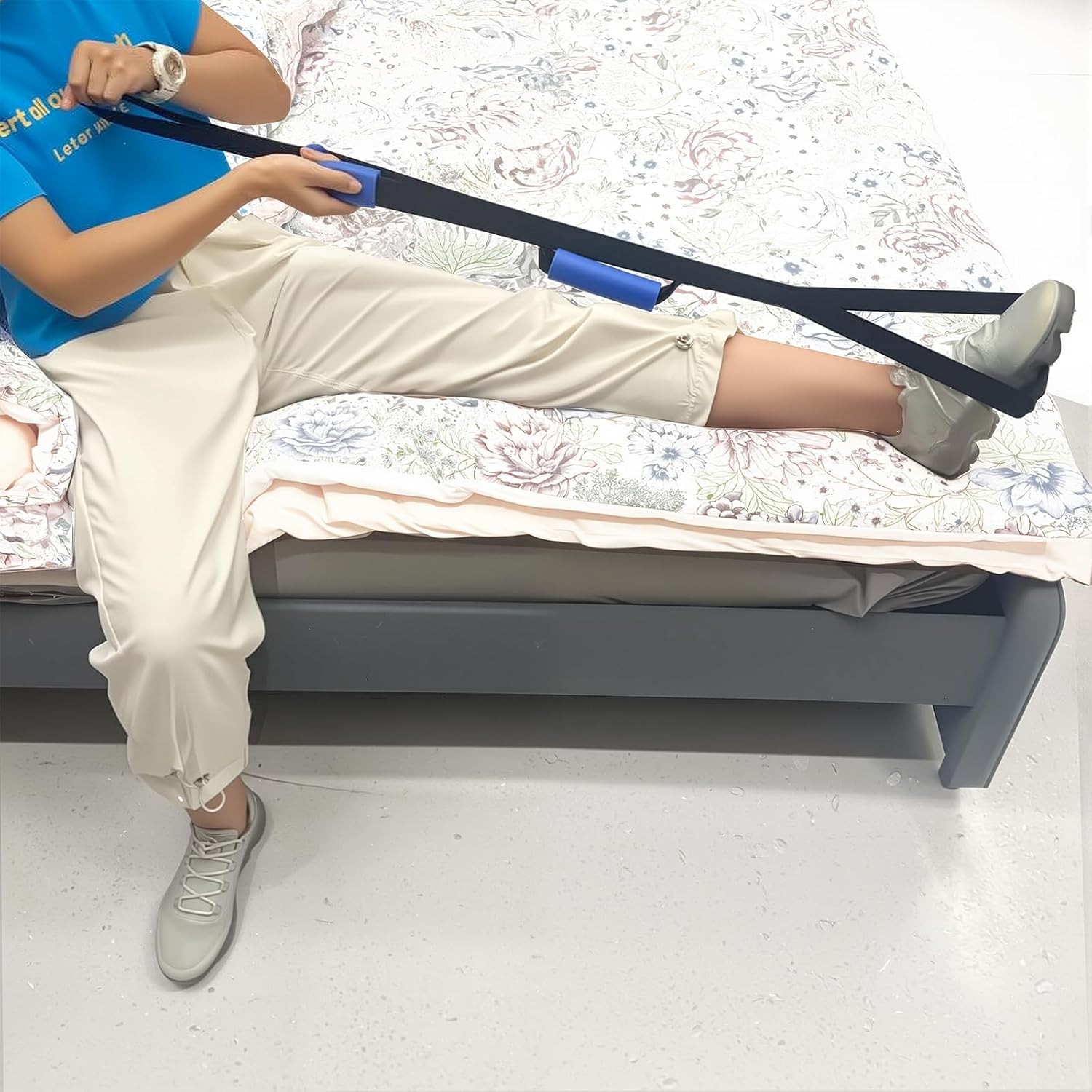 42 Inch Leg Lifter,Leg Lifter After Hip Replacement with Large Foot Black
