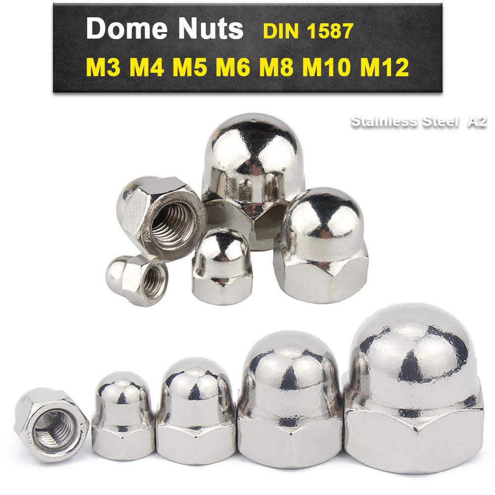 M3 M4 M5 M6 M8 M10 M12 Cap Acorn Dome Nuts Hex Nut A2 Stainless Steel DIN 1587