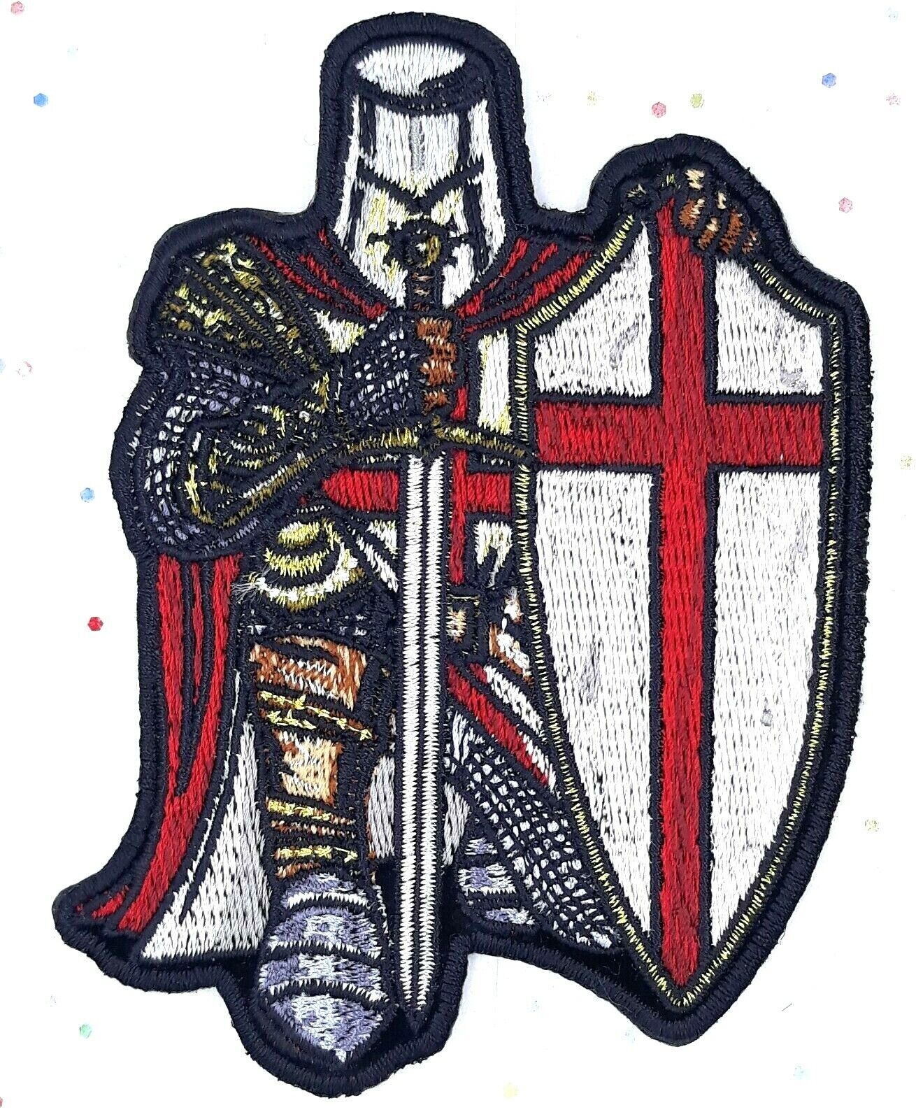 Knights Templar In Red Iron On Sew On Embroidered Patch 3.3 "x 4.5"