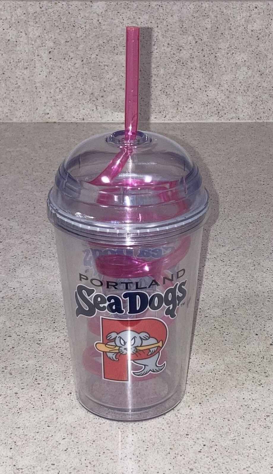 The Portland Seadogs 10 oz Double Wall Insulated Kids Cup With Silly Straw & Lid