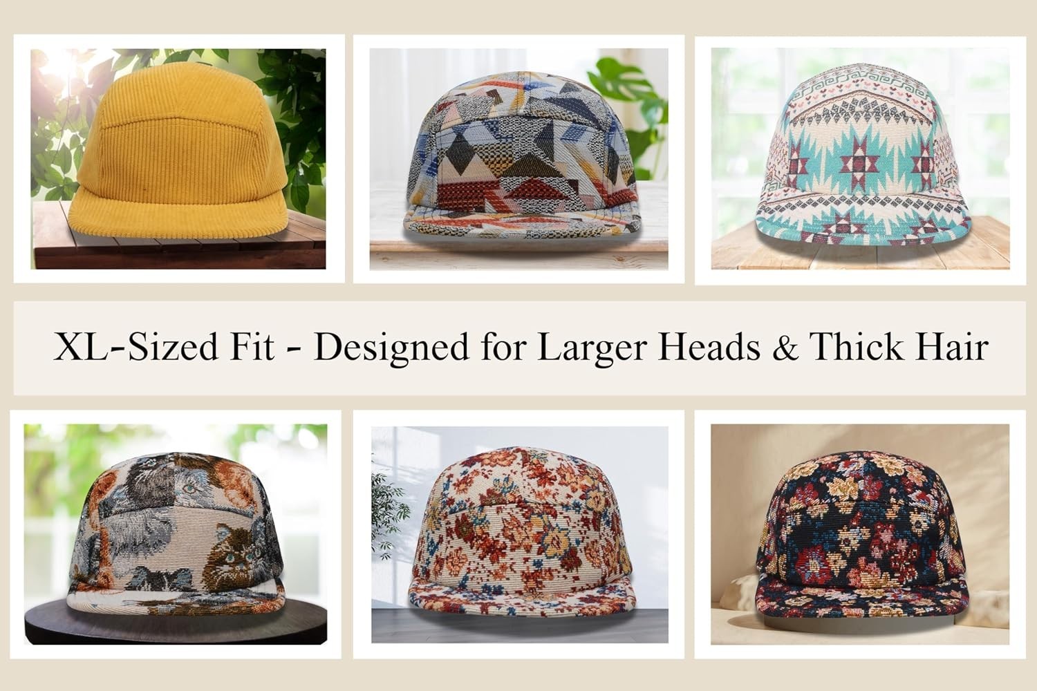 5 Panel Camper Hat | Multi-Color Unique Designs | Caps for Men & Women | Larg...
