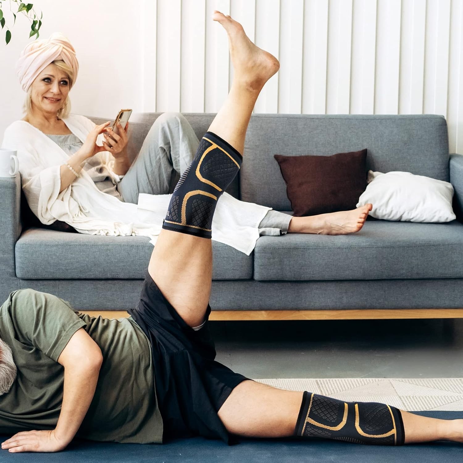2 Pack Copper Knee Supports - Compression Sleeves for Active Lifestyles, Large