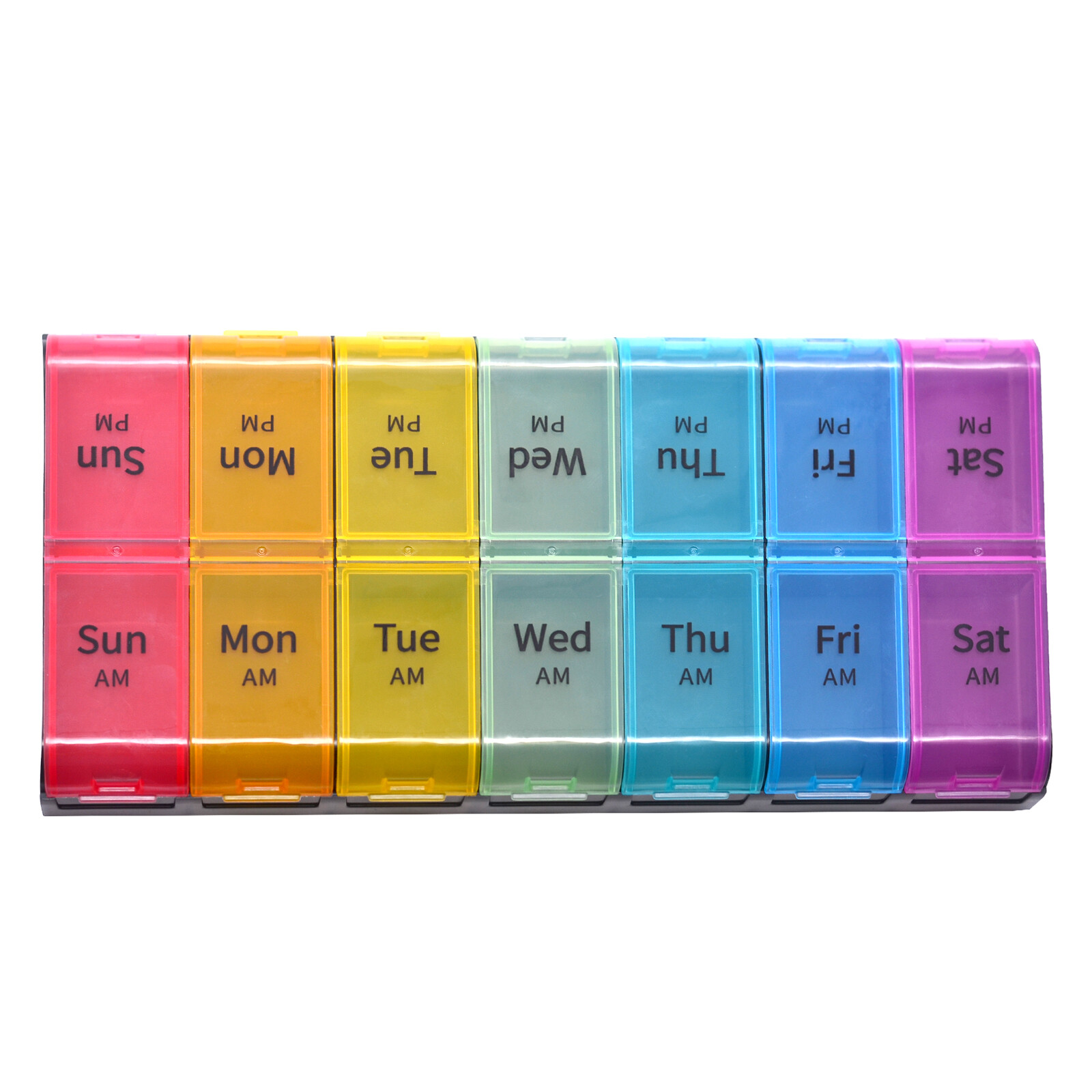 Clear Visible 7 Day AM PM Pill Organizer Sealed Dustproof Extra Large Pill Box