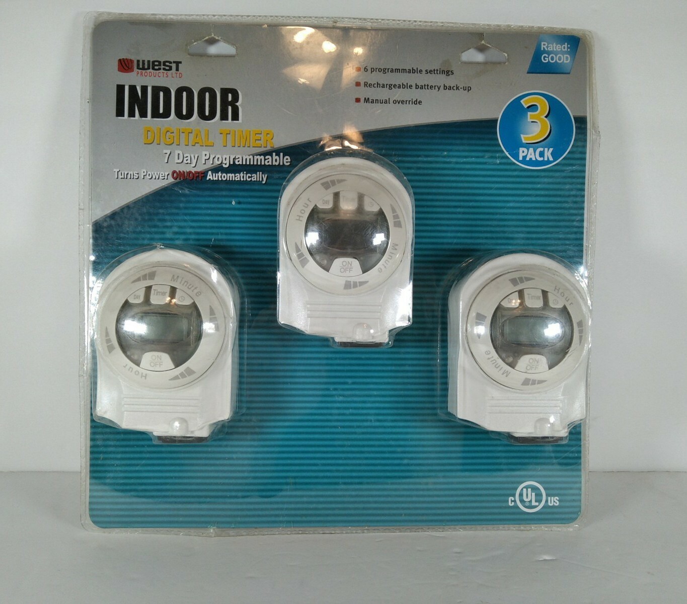 West Production LTD 7-Day Digital Timer - 3 Pack Programmable Indoor Outlet New