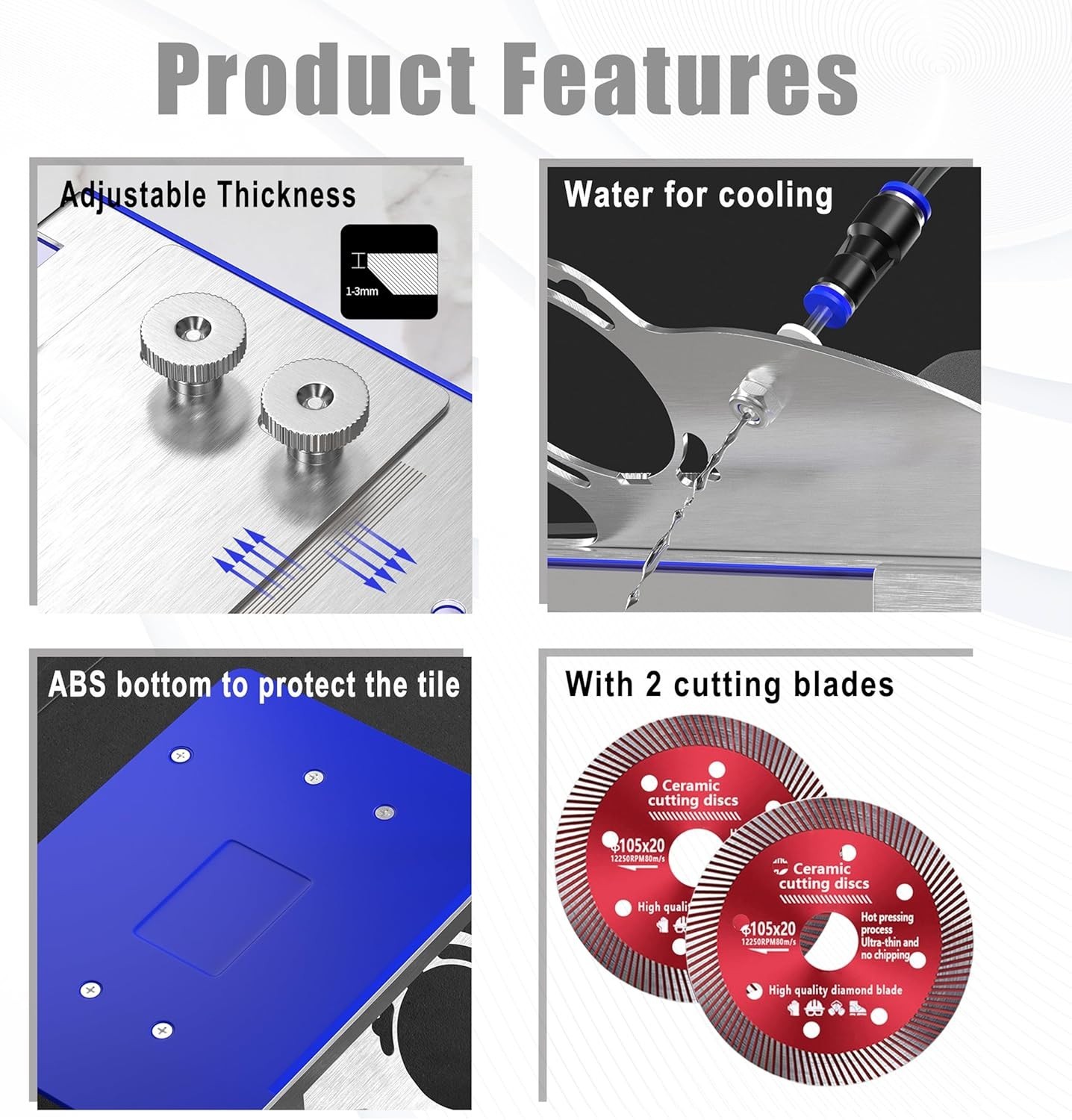 Adjustable 45° Tile Cutter Tool - Compatible with 100-Type Angle Grinders