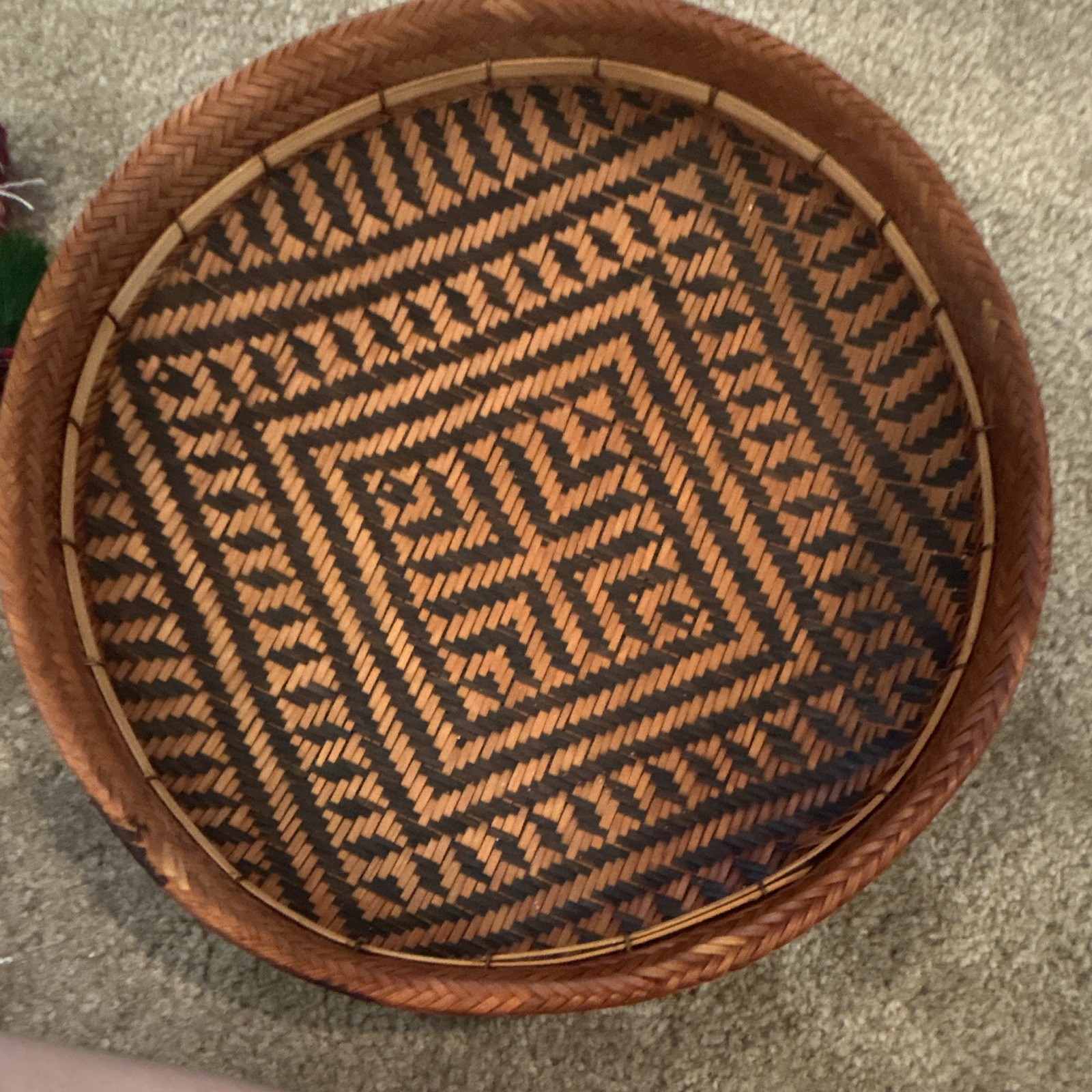 Tribal Basket With Wooden Fish