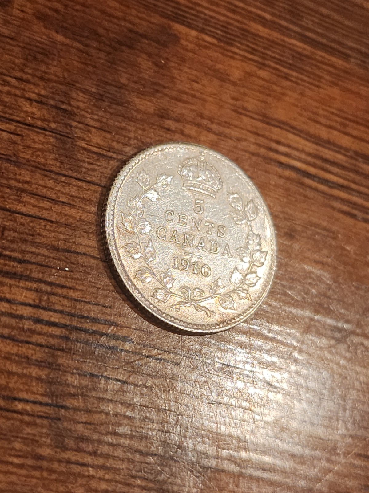 1910 Canada 5 Cents Silver Coin
