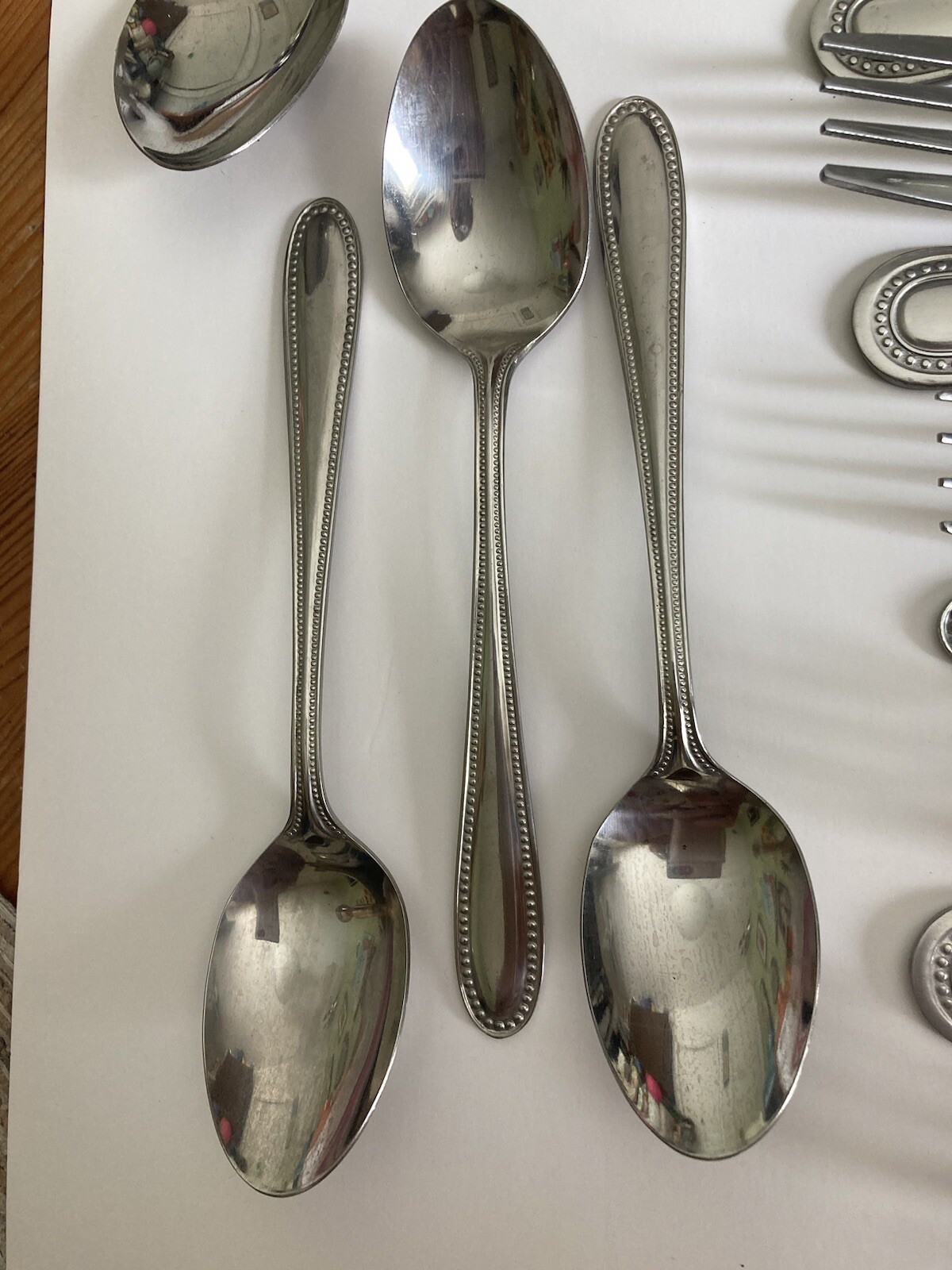 26 Piece “UPDATE” Pattern International Stainless Beaded Heavy Flatware Plus