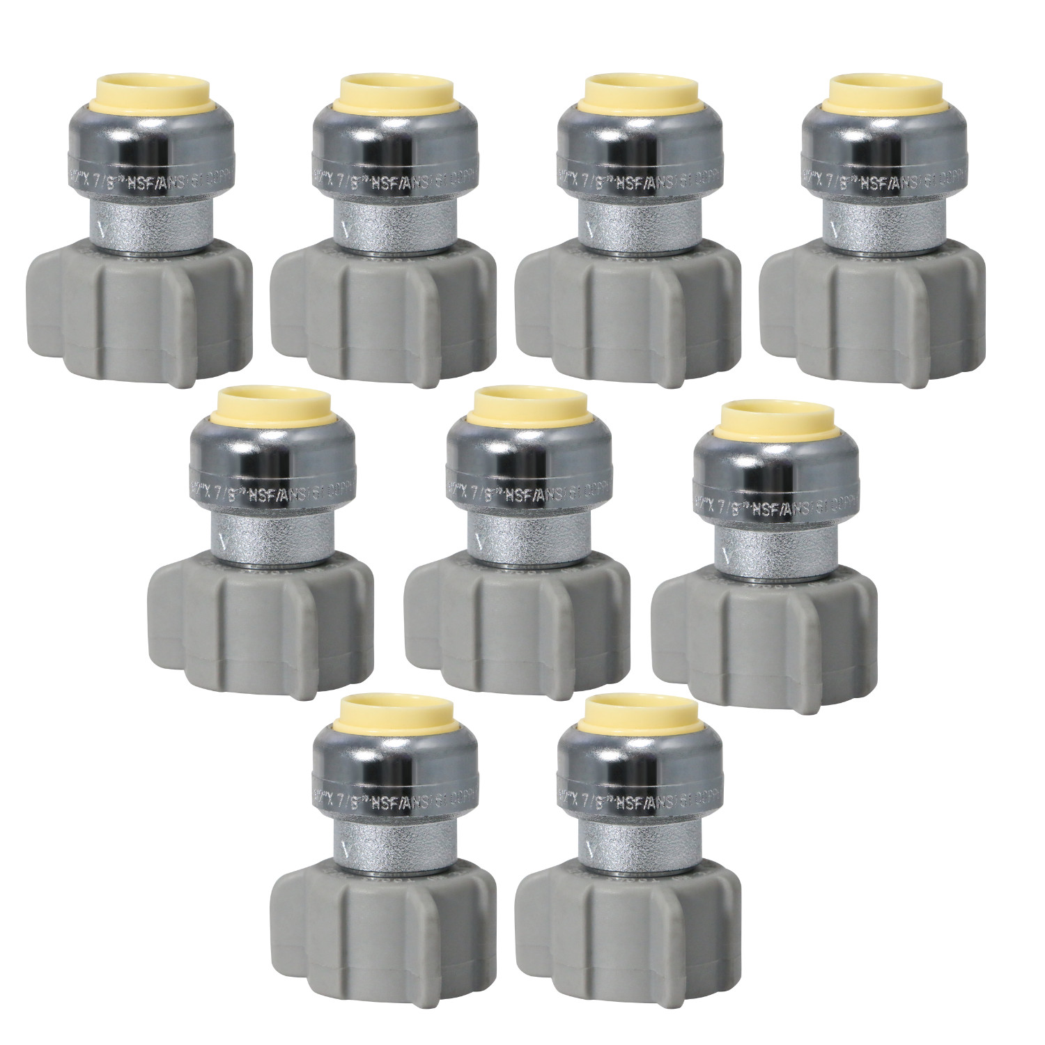 10 Pack XFITTING 1/2" Push Fit x 7/8" BC Ballcock Toilet Connector, Lead Free