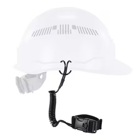 Ergodyne 3157 Coil Hard Hat Lanyard, Buckle, 18In. L