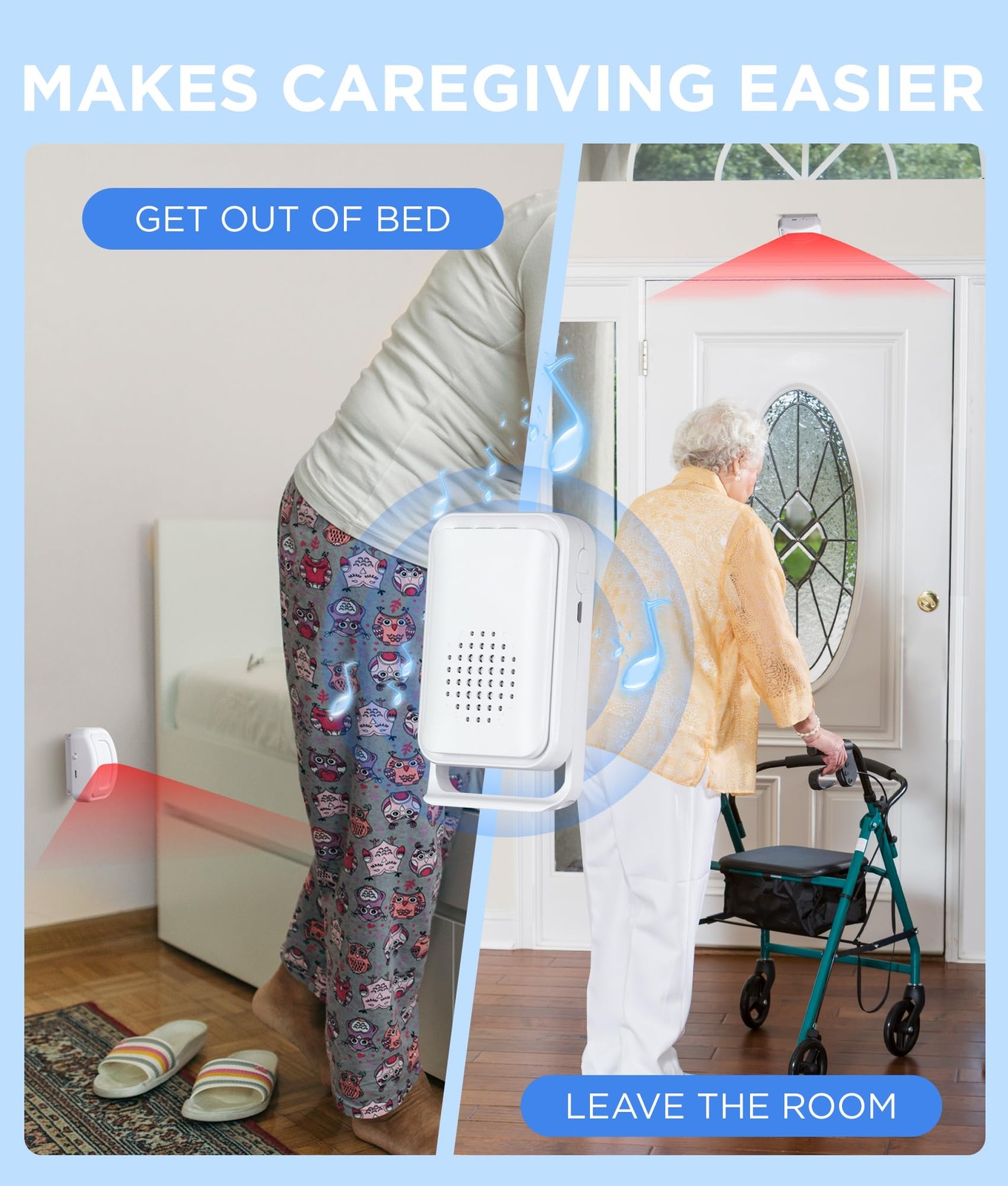 2025 Wireless Bed Alarm for Elderly Dementia Patients - Fall Detection System