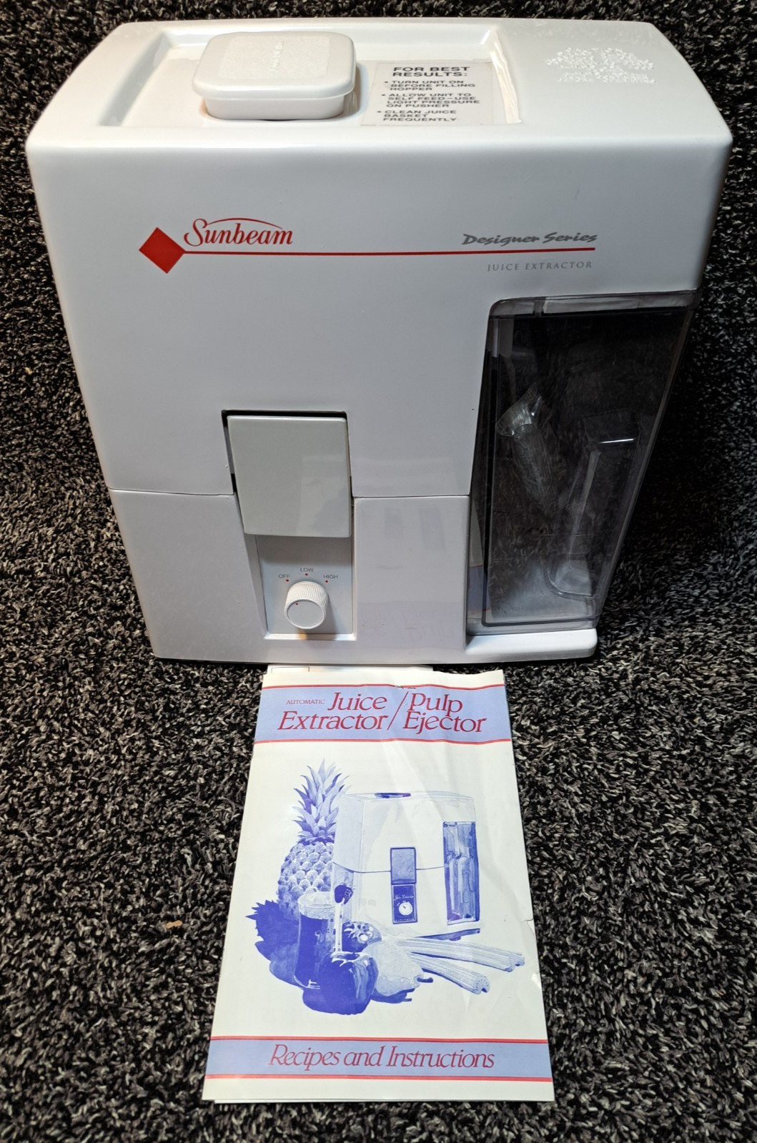 SUNBEAM Juice Extractor - Designer Series 2-Speed Juicer, 32338E, Vintage New