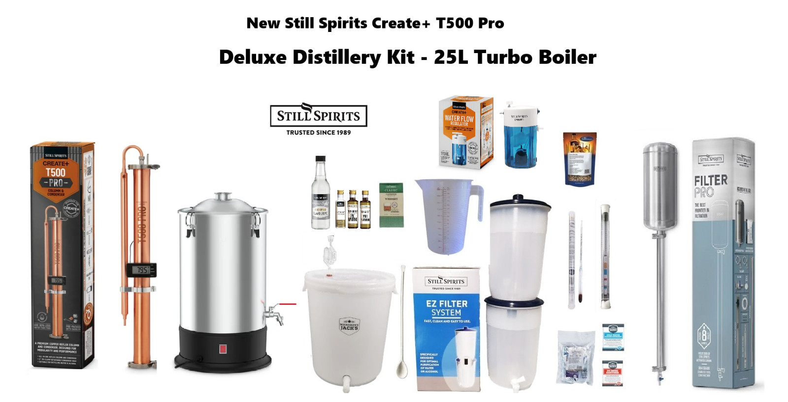 New Deluxe Still Spirits Create+T500 Copper distillery Kit -  25L Turbo Boiler