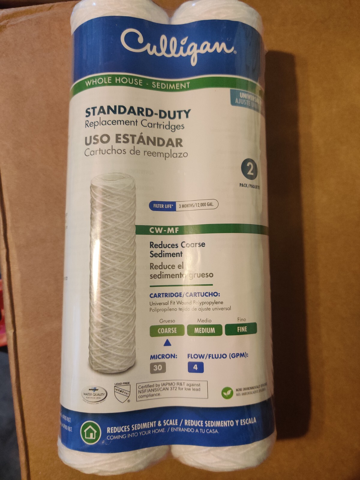 Culligan CW-MF Whole House Standard Water Sediment Filter Cartridge (Pack of 2)