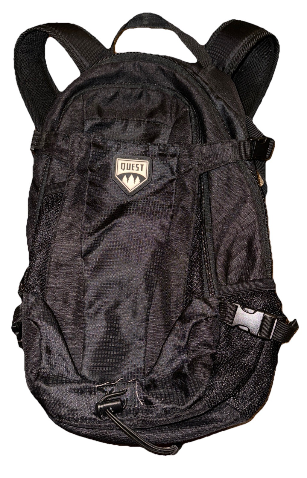 Quest Hydration 2L Daypack Backpack Hiking No Bladder Black Multiple Pockets