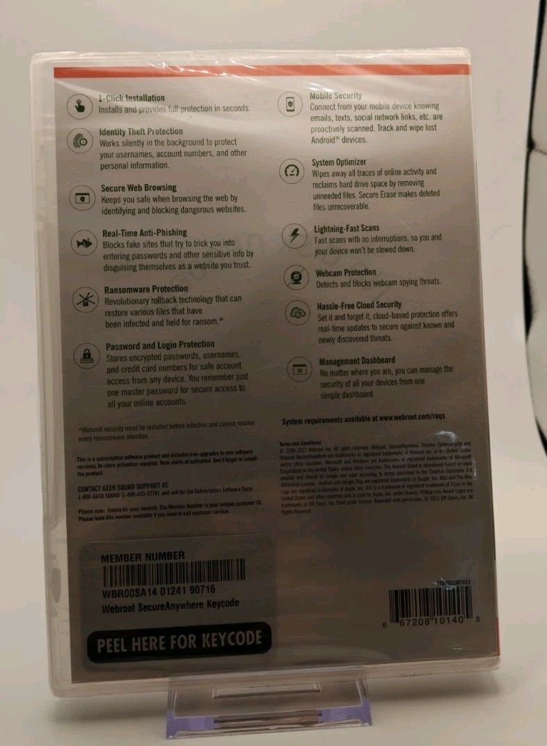 Webroot SecureAnywhere Internet Security 3 Devices NEW SEALED PC Mac Mobile