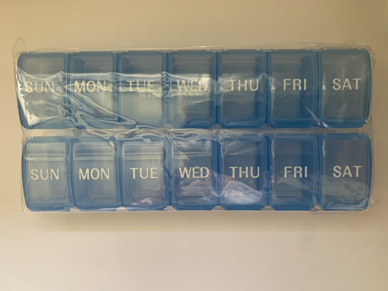 New in package set of 2 Weekly Pill Box Organizer Packs Day Pill Case color Blue