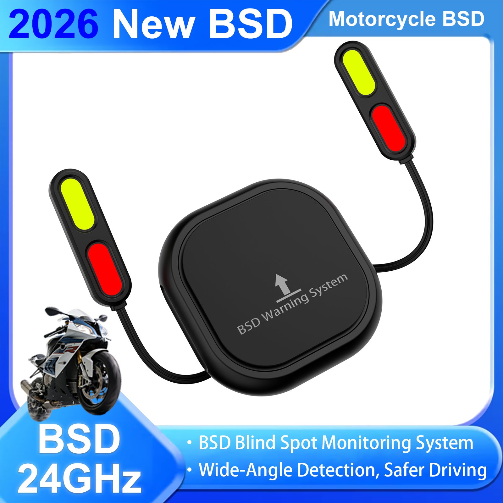 Motorcycle BSD Blind Spot Detection 24GHz Radar IP67 Rear Collision Warning LED