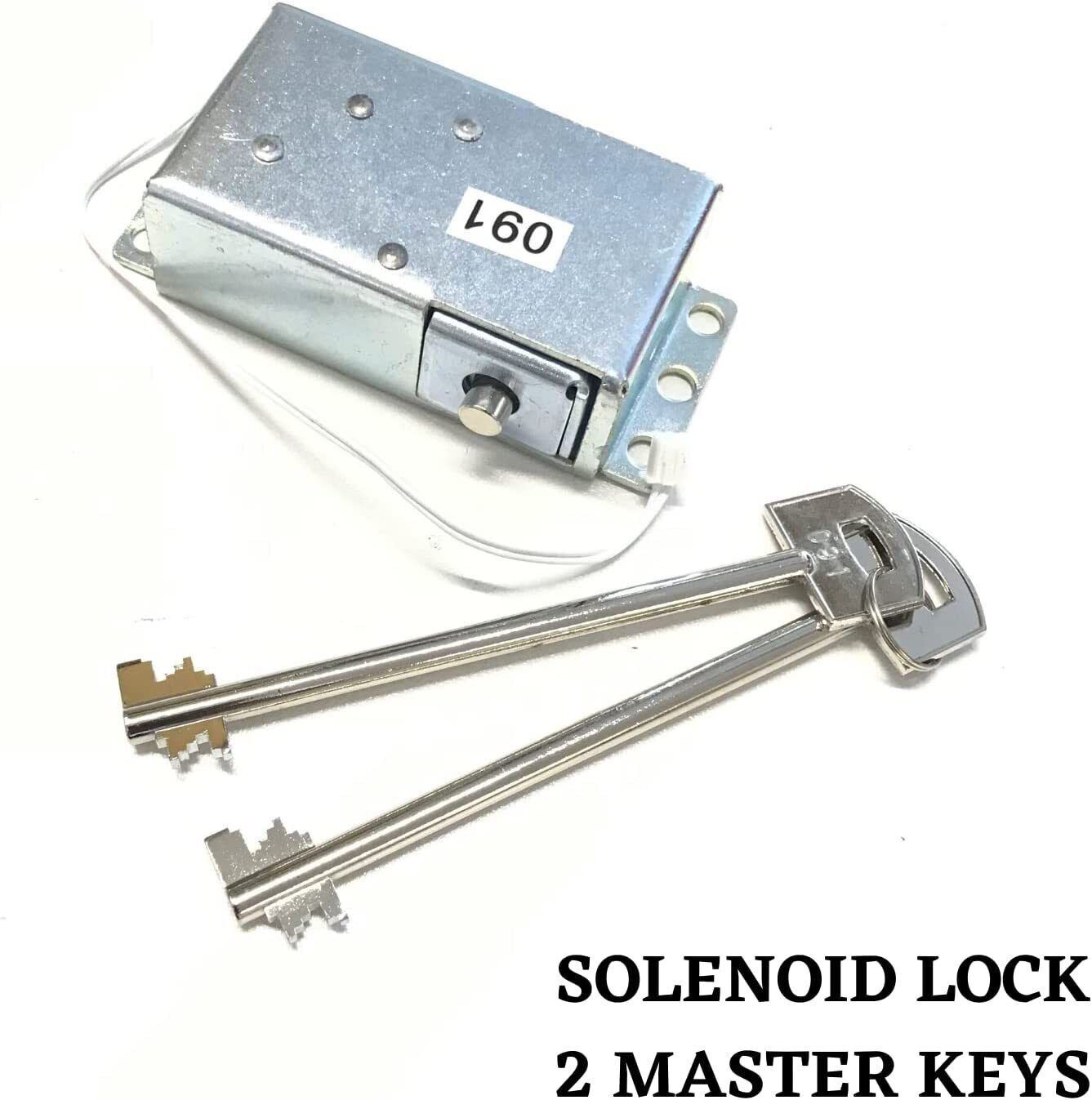 Gun Safe lock Replacement Chrome Keypad Lock Solenoid Lock & 2 Override Keys