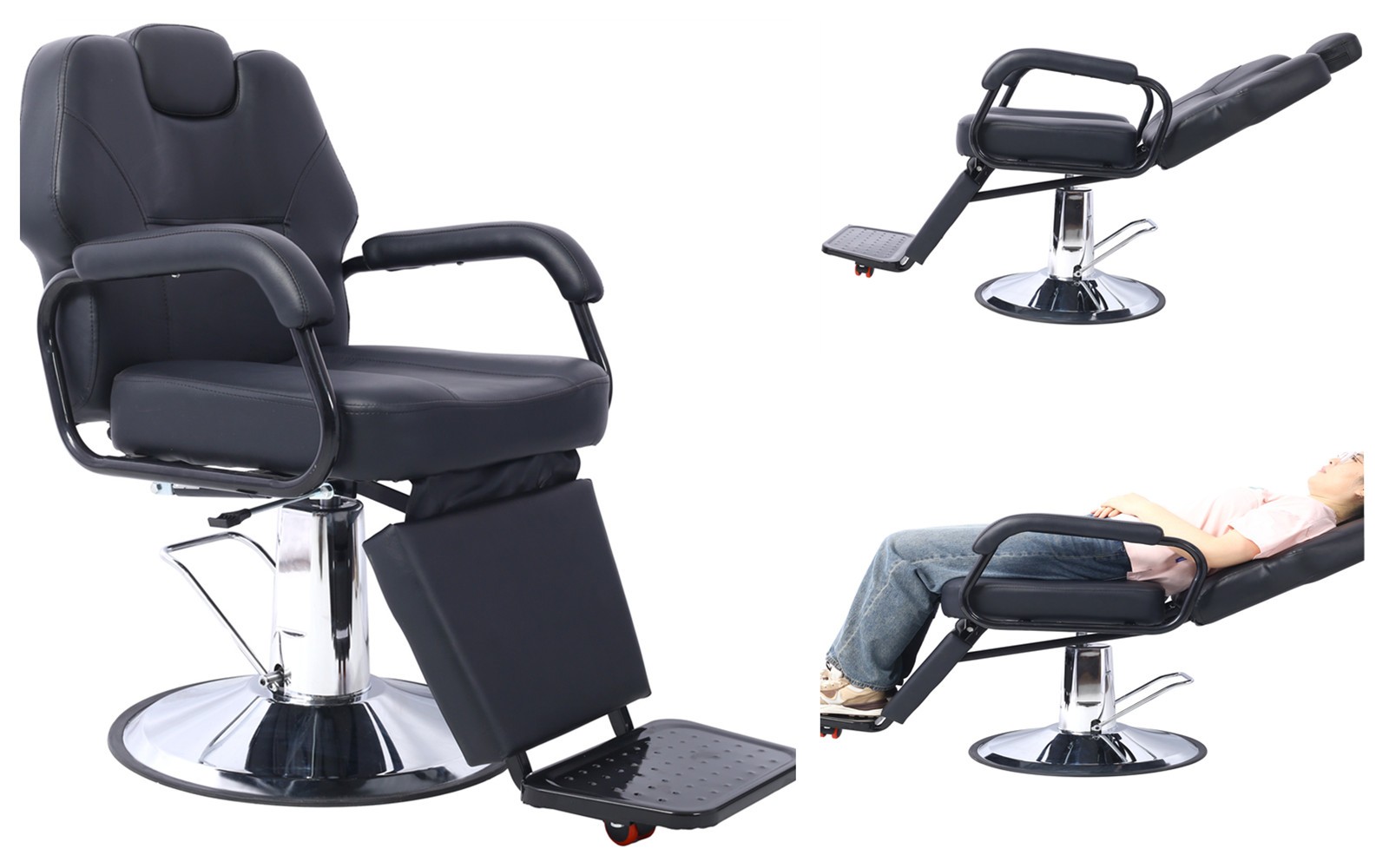 PU Hair Salon 135° Reclining Chair Styling Hydraulic Barber Chair for Beauty SPA