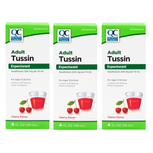 3 Pack Quality Choice Adult Tussin Gauifenesin Expectorant 4 Ounce