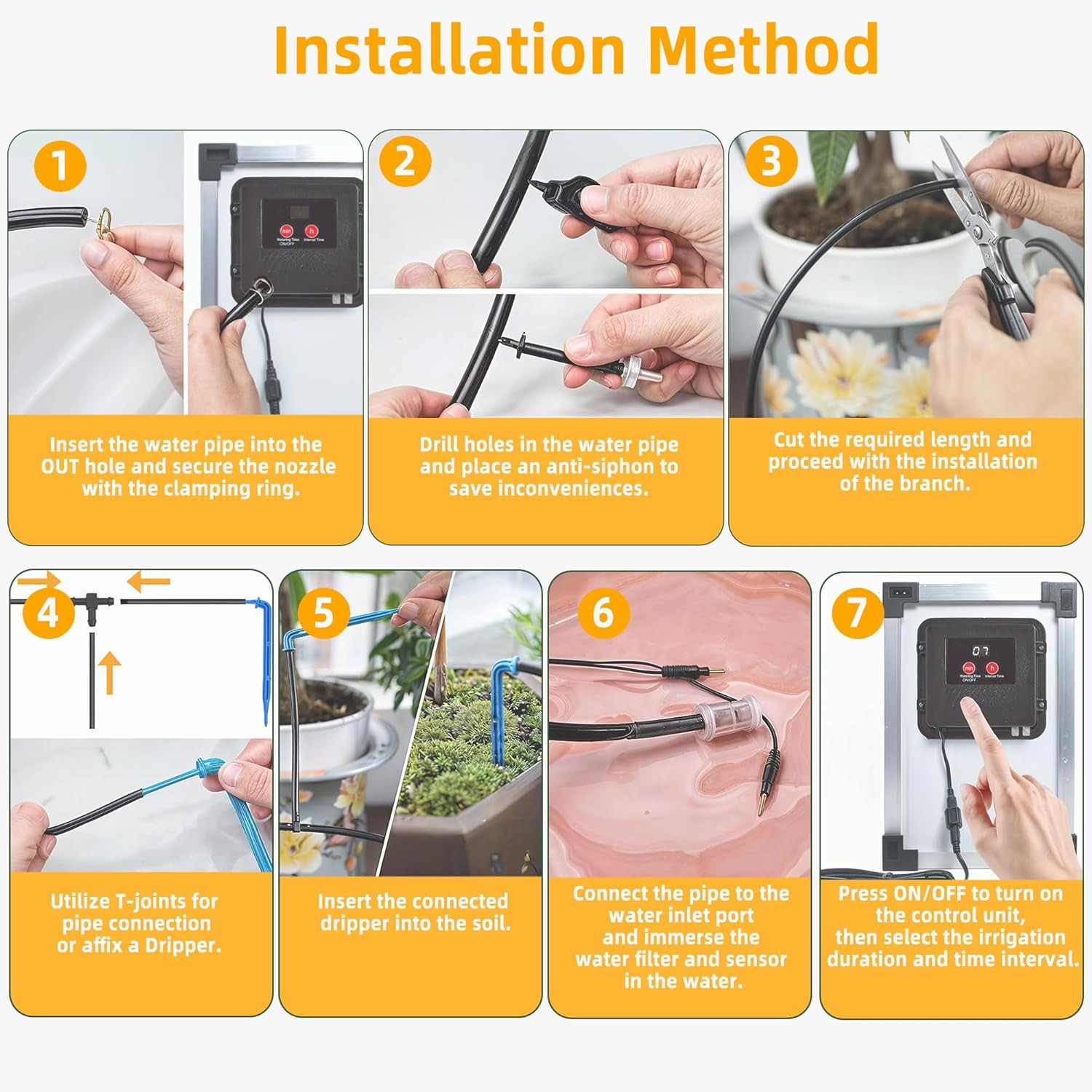 Solar Drip Irrigation System with Timer, Programmable Smart Watering with 2200Ma