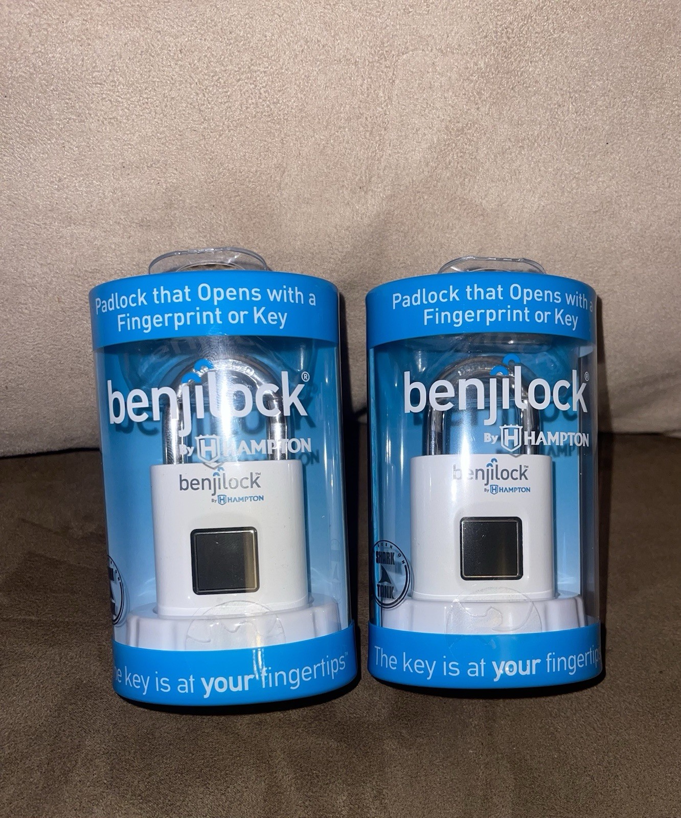 BenjiLock by Hampton Fingerprint Padlock BL40002WH BRAND NEW Lot Of 2