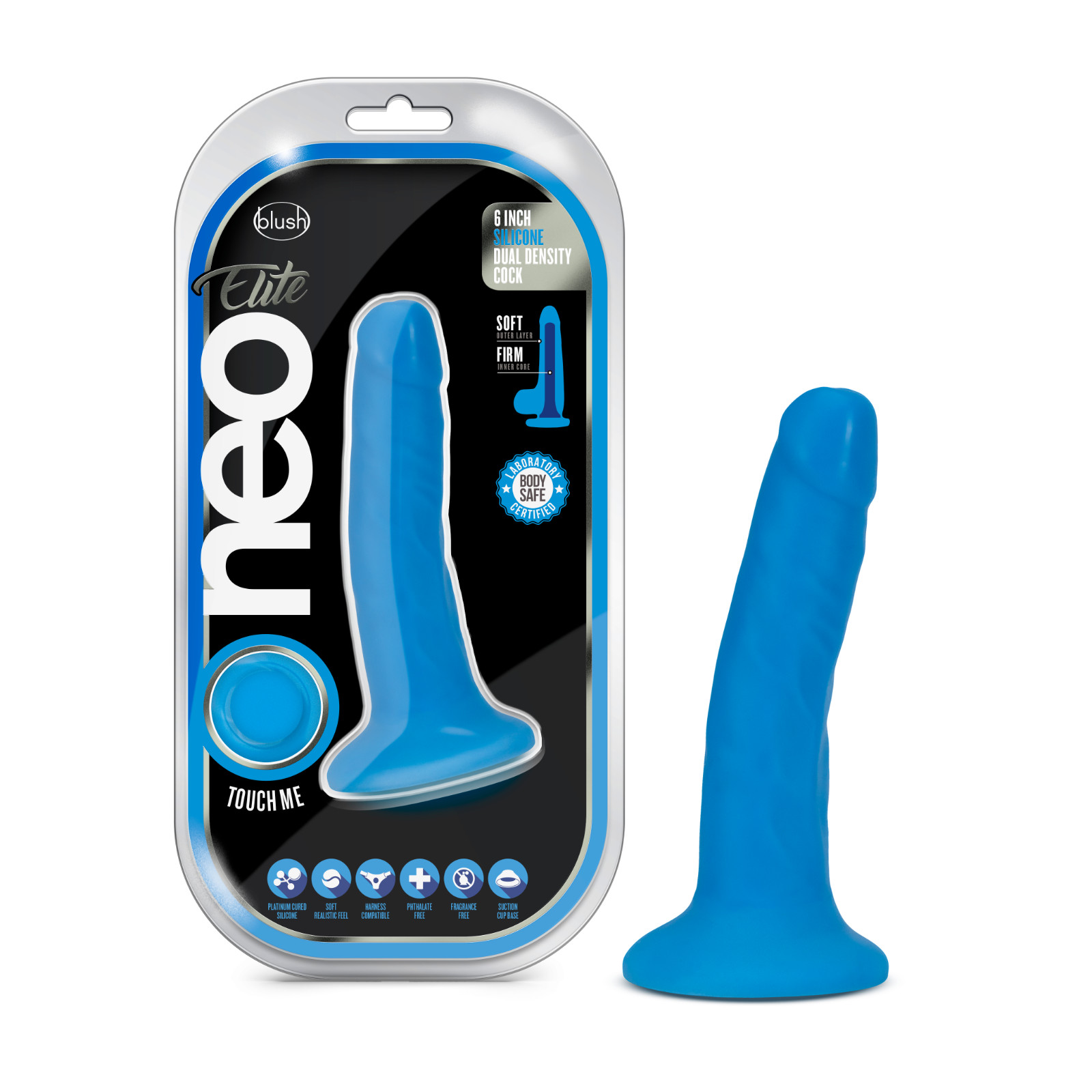 Blush Neo Elite 5.5"  Ultrasilk Silicone Dual Density Dildo Suction Cup Base
