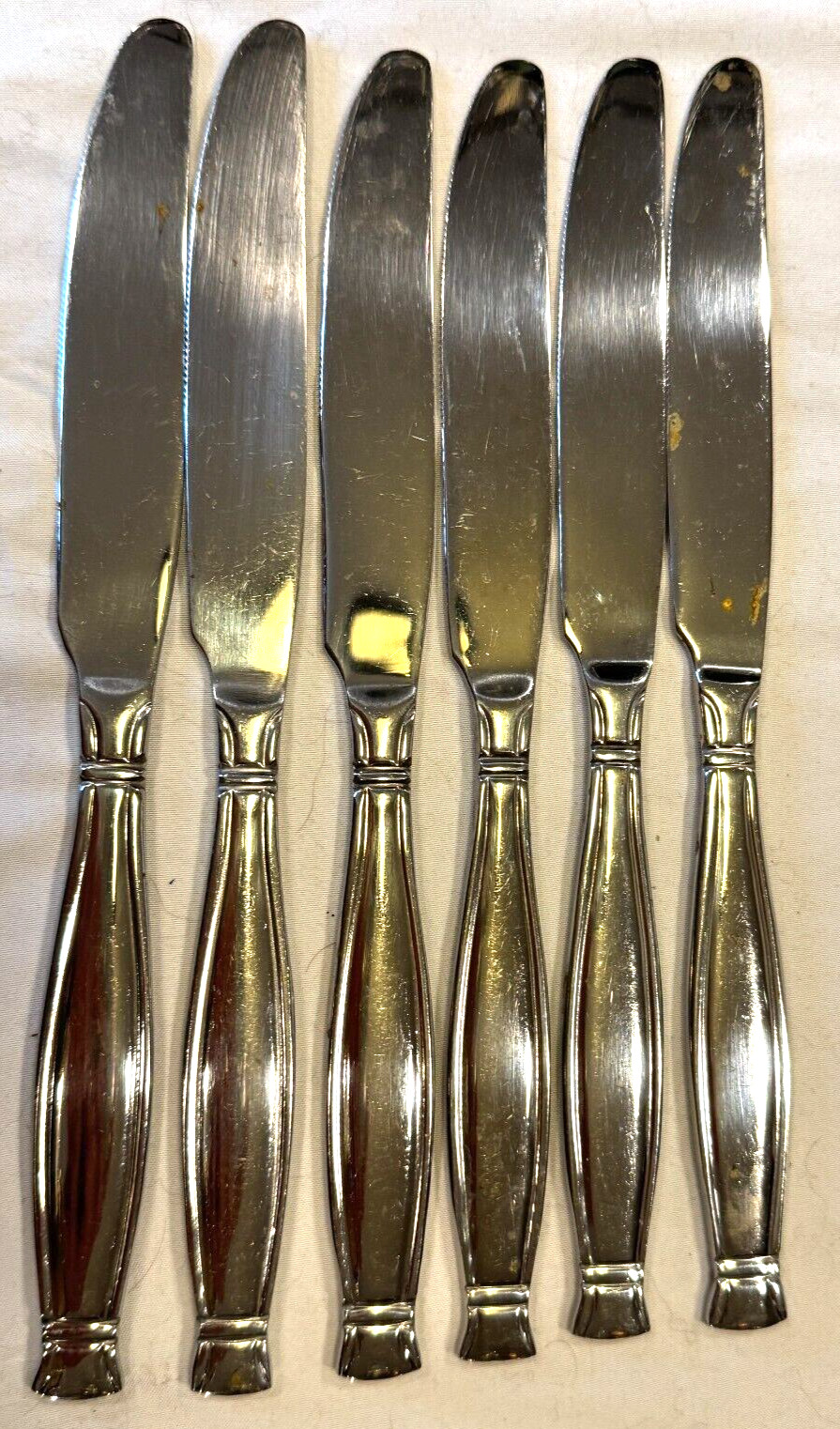 6 ONEIDA STAINLESS STEEL AMBIANCE DINNER KNIVES  - FREE SHIP