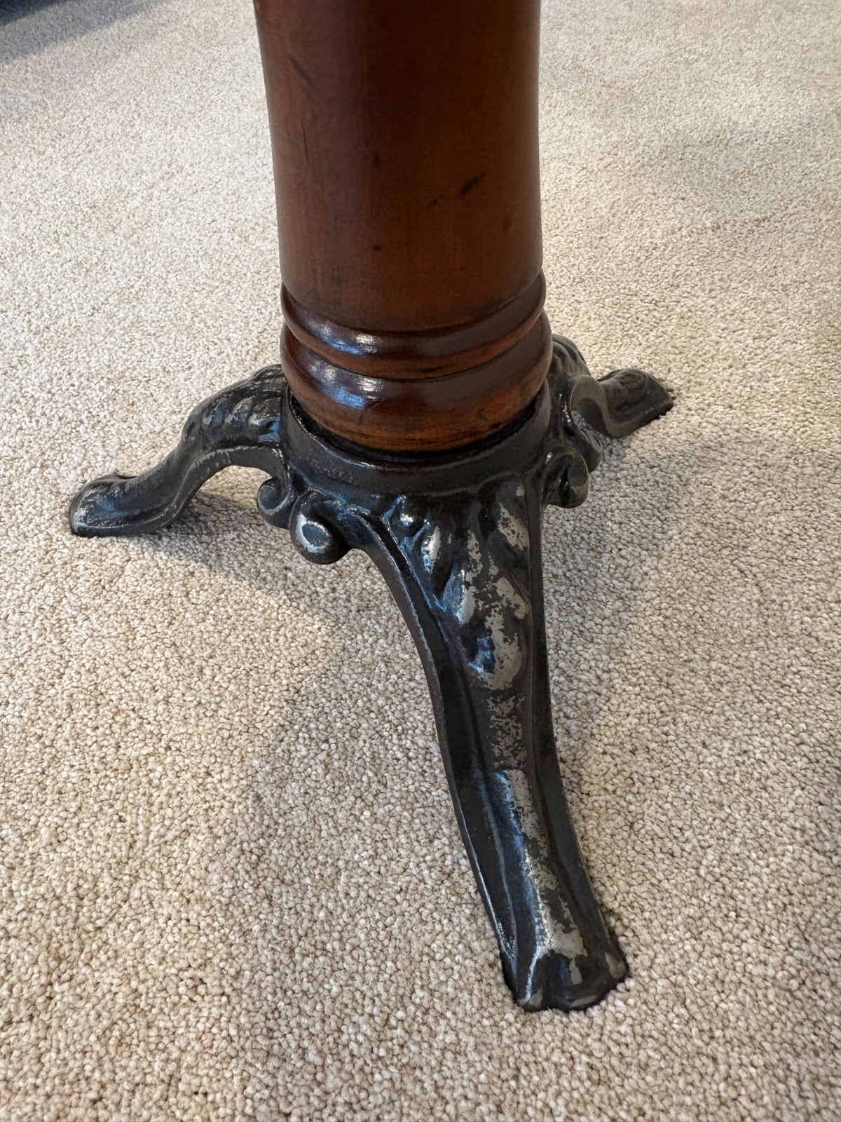 Antique Piano Stool with Iron Base & Adjustable Seat Height