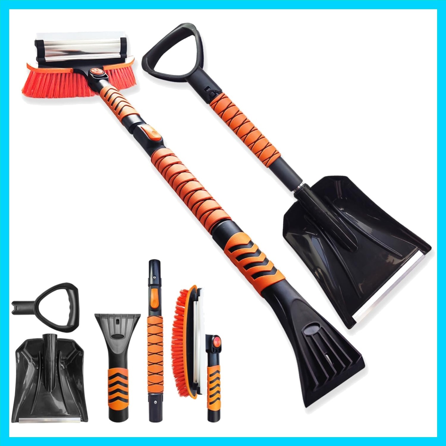45'' Extendable Ice Brush and Ice Scraper 40'' Car Snow Shovel Snow Removal T...