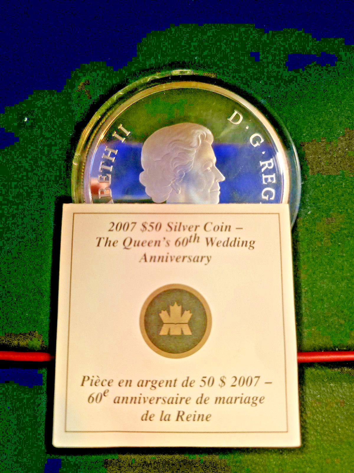 2007 Canada 5oz .999 Silver $50-Queen Elizabeth/Prince Philip-Anniversary-OGP
