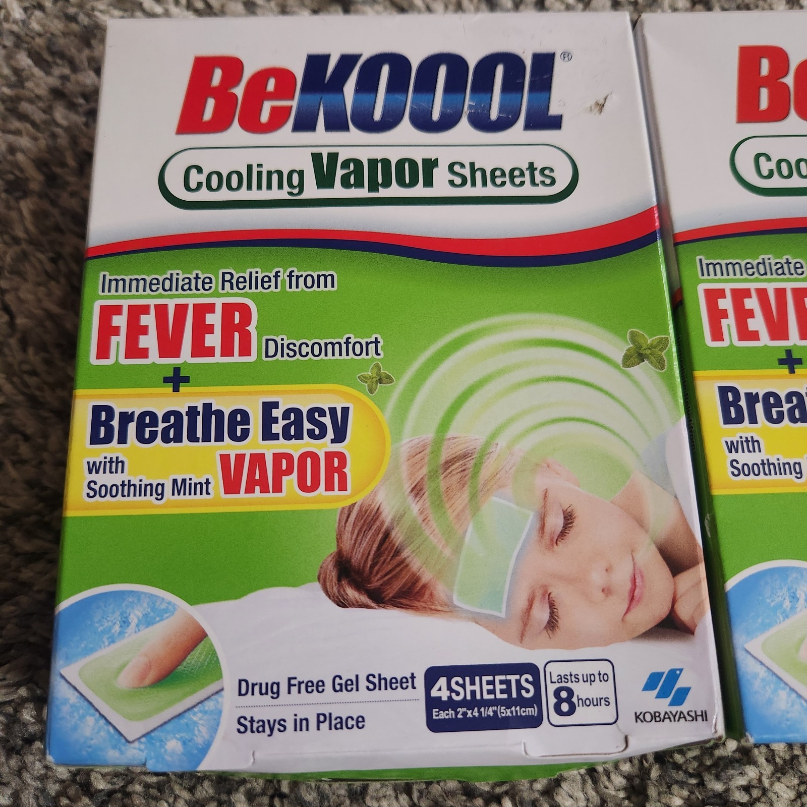 2 Boxes Be Koool Cooling Vapor Sheets Immediate Fever Relief