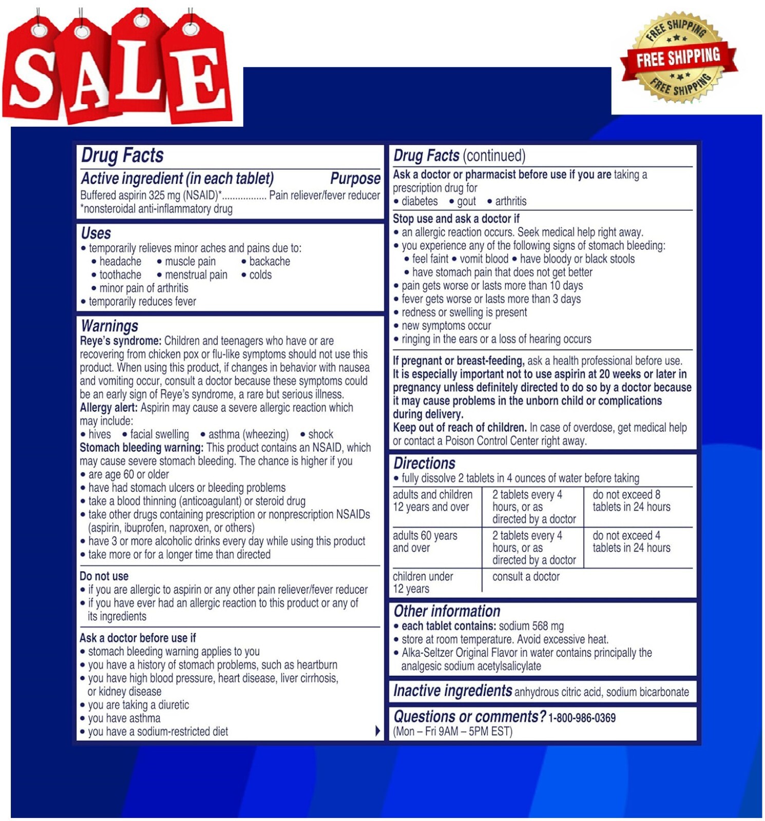 Alka-Seltzer Original Antacid Relief Effervescent Tablets 72 Count...
