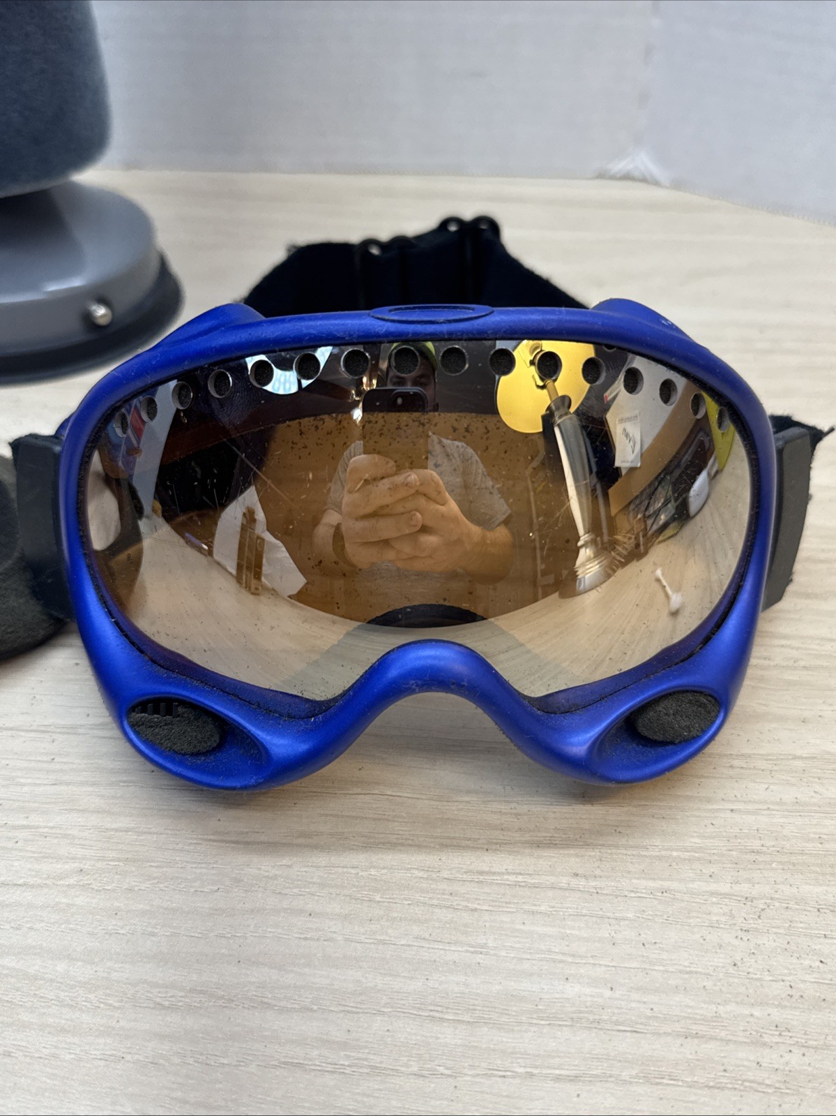 Oakley A-Frame Y2K Blue Chrome Goggles Vintage Rare Parts Repair w/ Bag