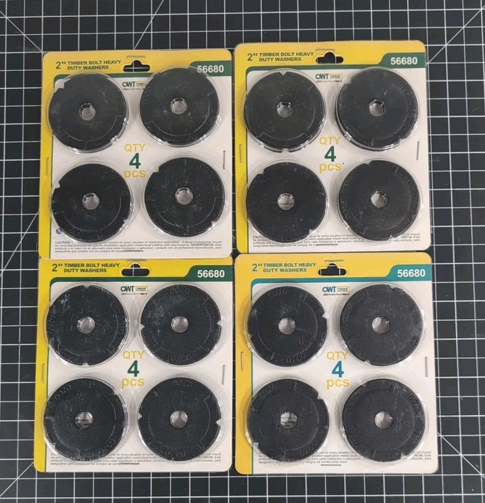 NIB Lot Of 4 Packs OWT Timber Fasteners 56680  2" Timber Bolt Heavy Duty Washers