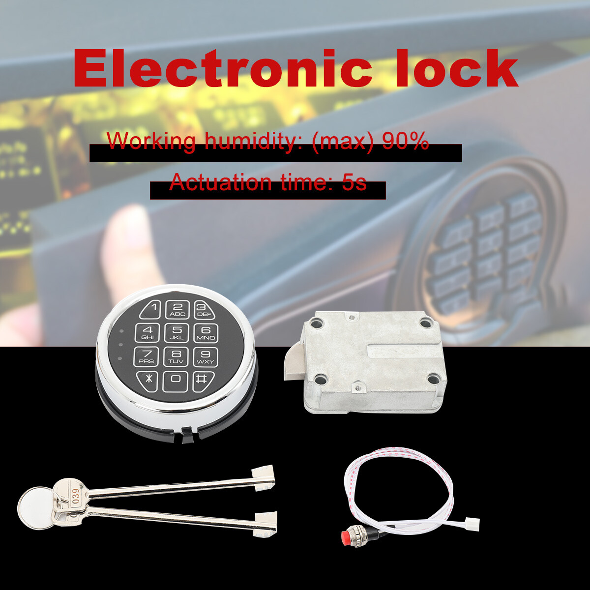 Gun Safe Lock Replacement Solenoid Lock with 2 Override Keys Gun Case Lock