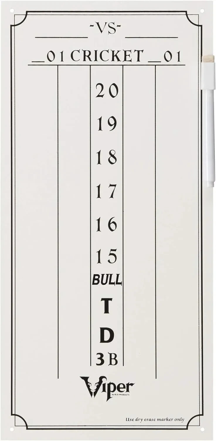 Viper Dry Erase Scoreboard, Cricket and 01 Dart Games,White 15.375" H x 7.875" W