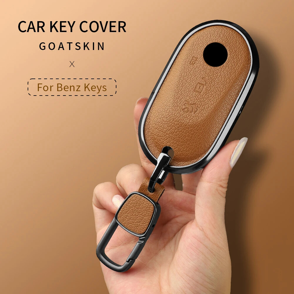 Aluminum Alloy Goatskin Car Key Case Cover For Benz W176 W177 W205 W206 W212 213
